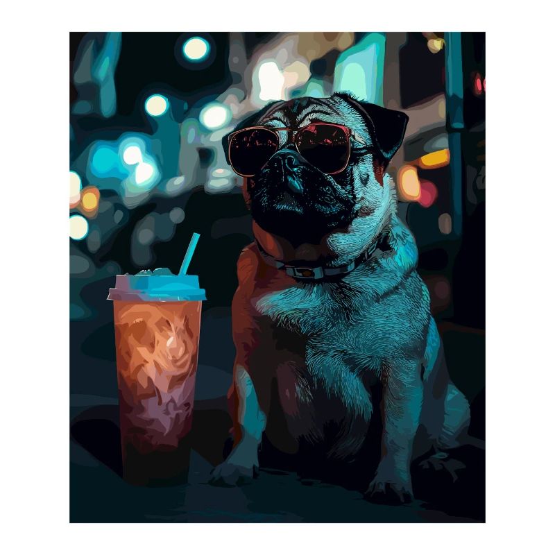 Neon-Pug im Nachtleben