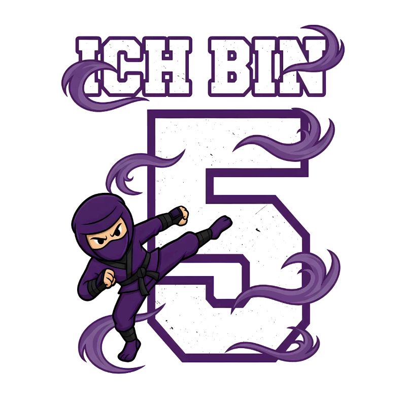 Ich bin 5 Ninja 5. Geburtstag Lila Karate