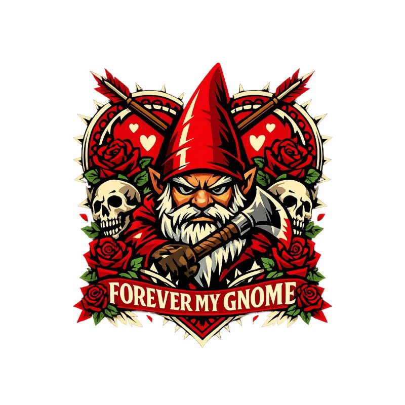 Evil Gnome, Dark Gnome, Goth Gnome, Funny Gnome