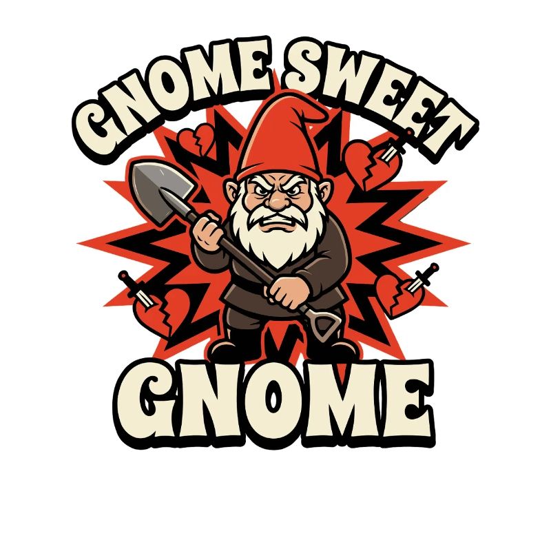 Evil Gnome, Dark Gnome, Goth Gnome, Funny Gnome