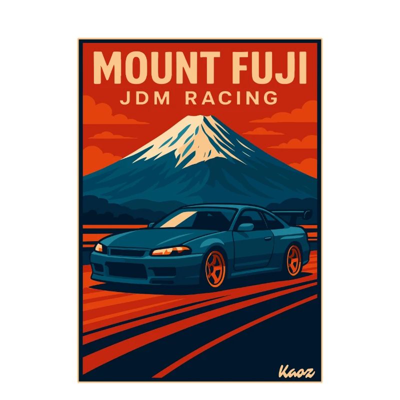 Affiche de course JDM du mont Fuji