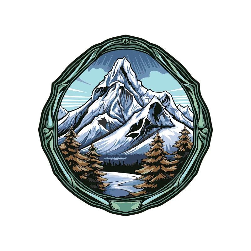 Mountain peaks in a forest frame