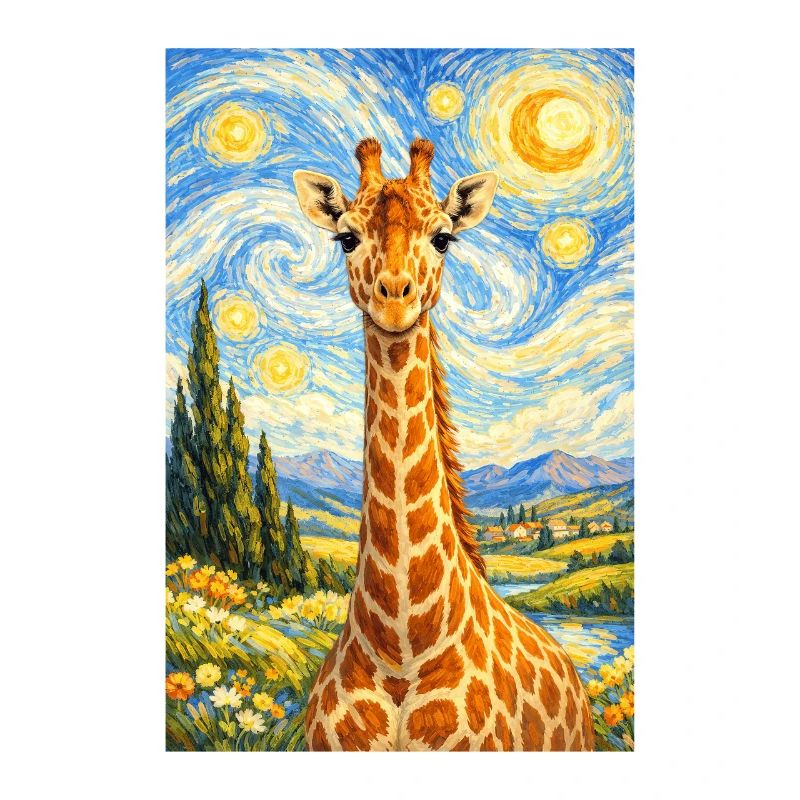 Starry Night Style Giraffe