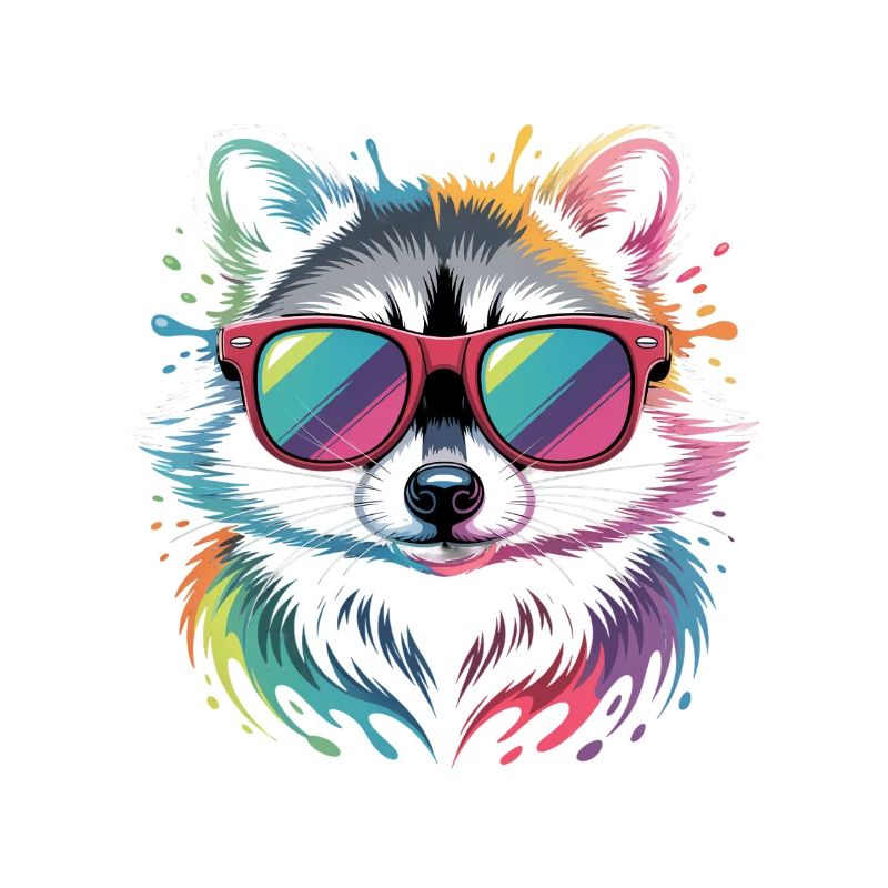 Bunter Waschbär Wasserfarben Spritzer