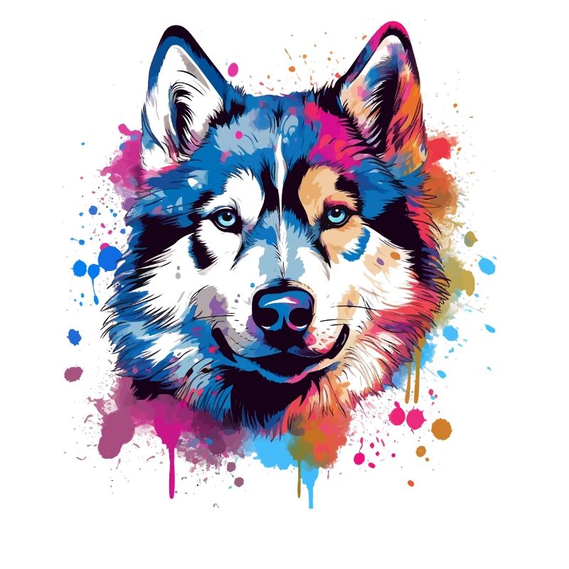 Art coloré éclaboussuré de chien Husky