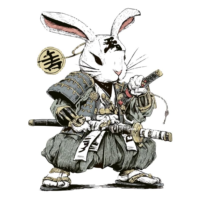 Rabbit Samurai Warrior with Katana