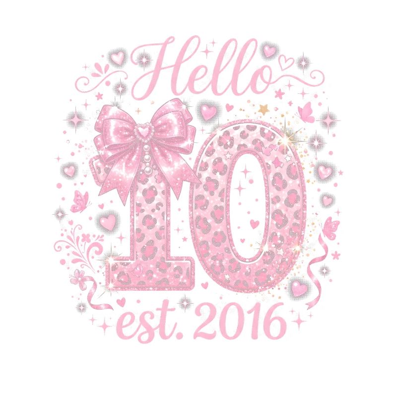 Hello 10th Birthday Leopard Pink