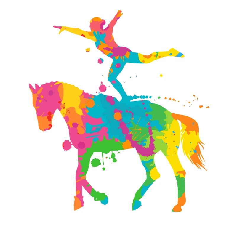 Cavalier Cheval Coloré Volti