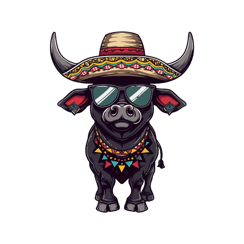 Stier Comic Lustig Sombrero