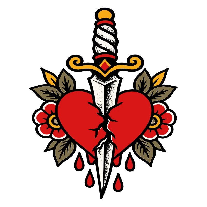 Herz-Pierced Dagger-Tattoo-Stil