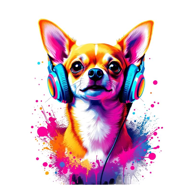 Chihuahua mit Kopfhörer