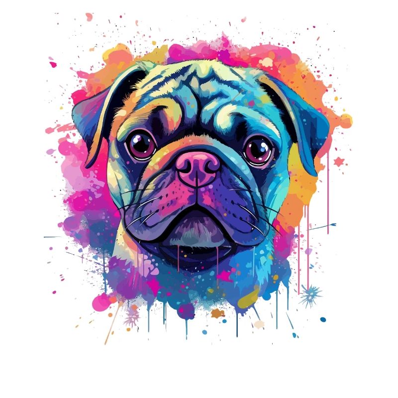 Lebendiges Mops-Splash-Porträt