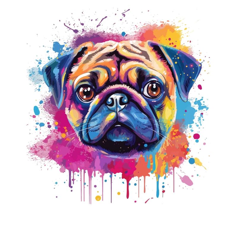 Lebendiges Mops-Splash-Porträt