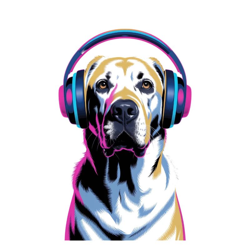  Labrador mit Kopfhörern