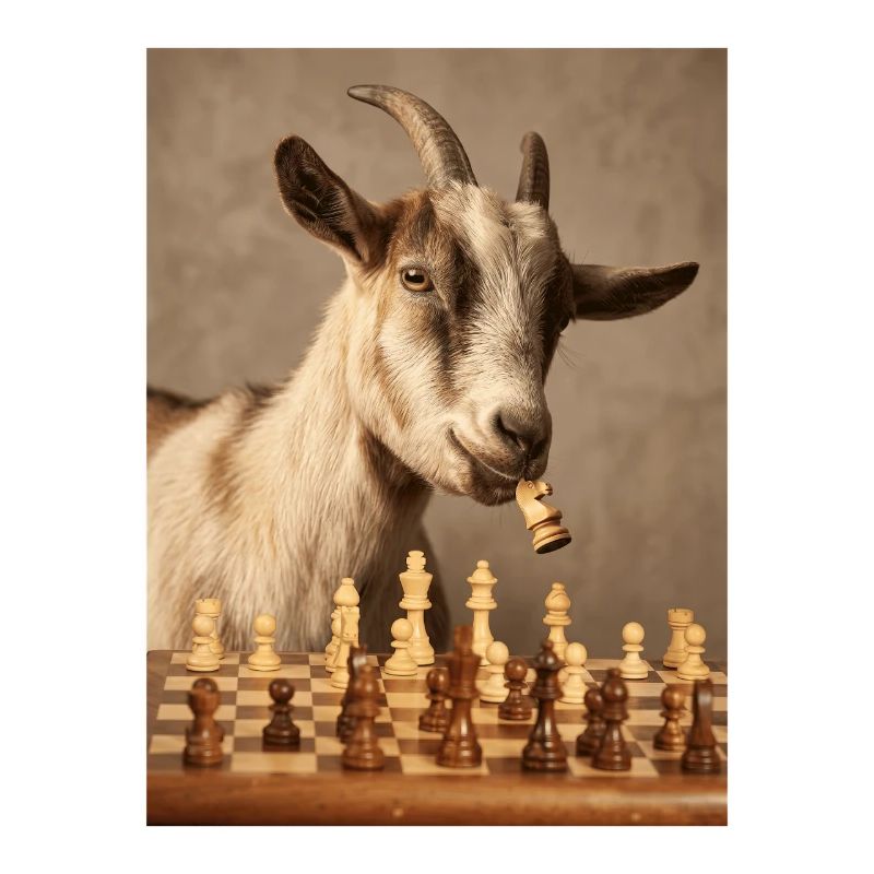 Ziege spielt Schach