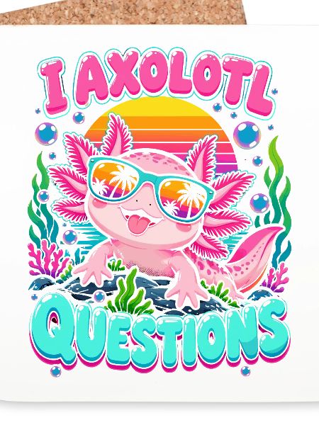 Axolotl am Strand mit Sonnenbrille