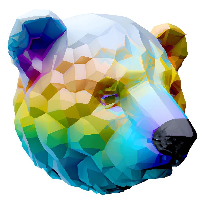 Ours polygonal coloré