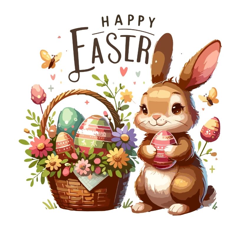 Happy Easter Bunnies Easter Egg Basket