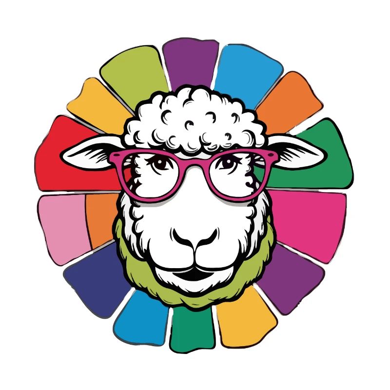 Mouton avec des lunettes mignon dans un design coloré et cool