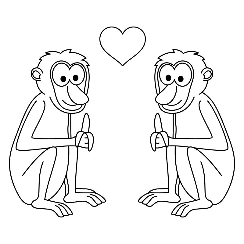 Affe comic Paar liebe