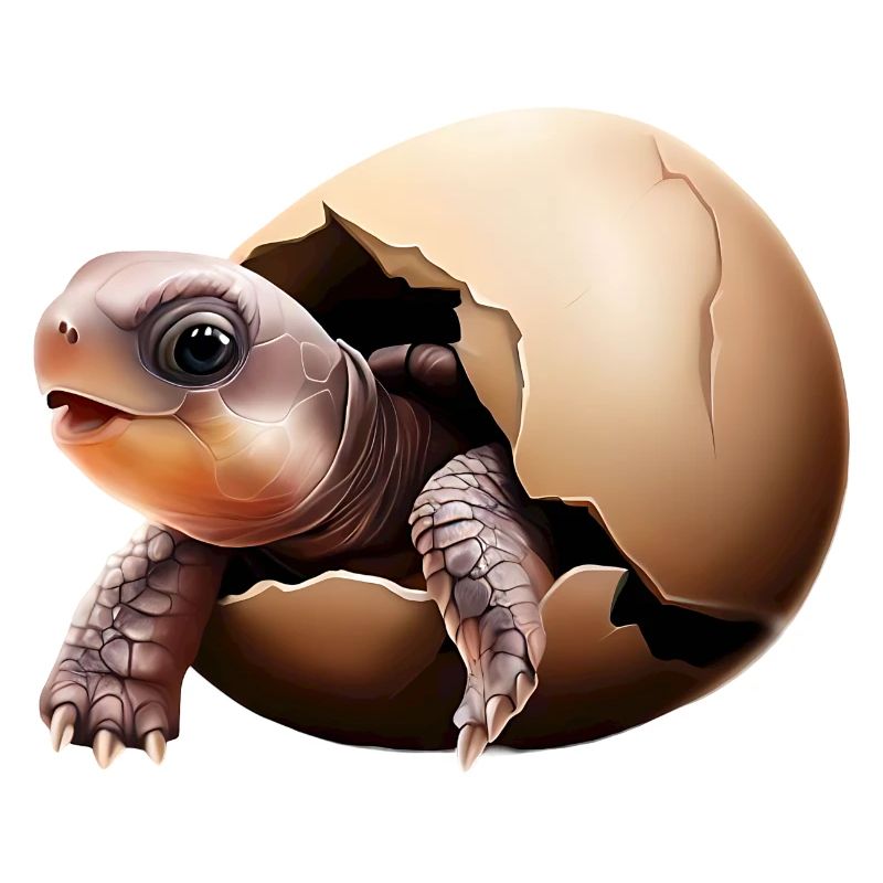 Turtle hatches from the egg