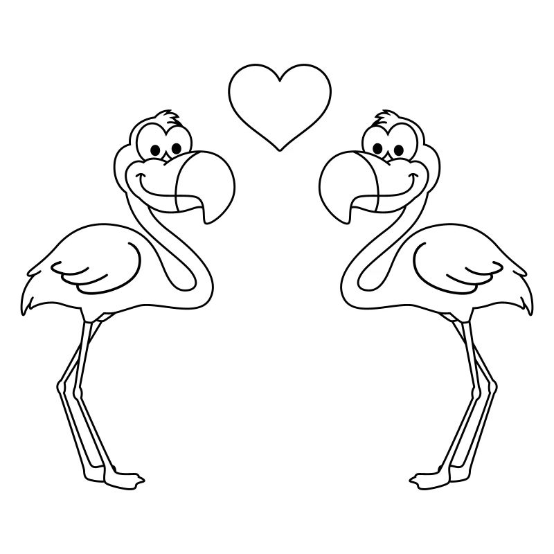 Flamingo Comic Paar liebe
