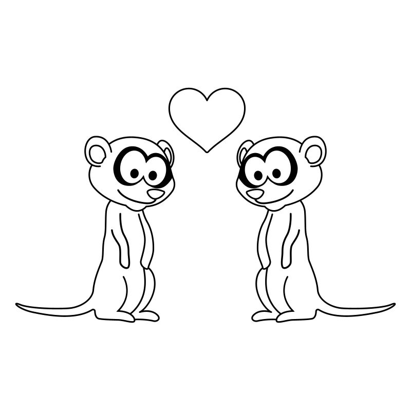 Erdmännchen Comic Paar liebe