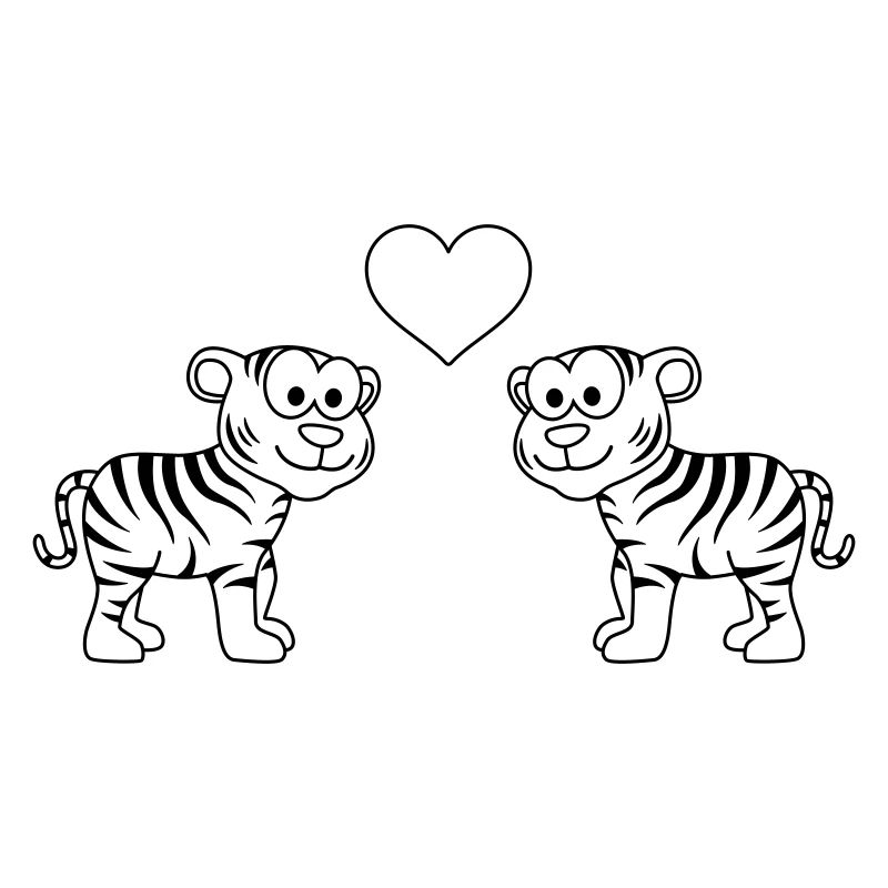 Tiger Comic Paar Liebe