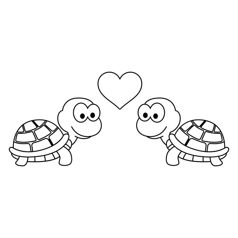 Turtle Comic Couple Love