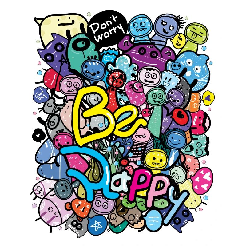 Be happy doodle monster