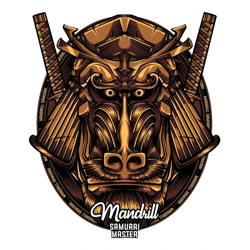 Mandrill Samurai Singe Faune Cadeau Créatif