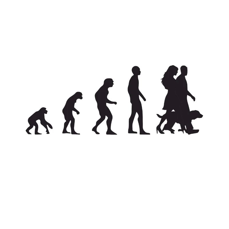 Evolution Ehepaar mit Hund Motiv in schwarz