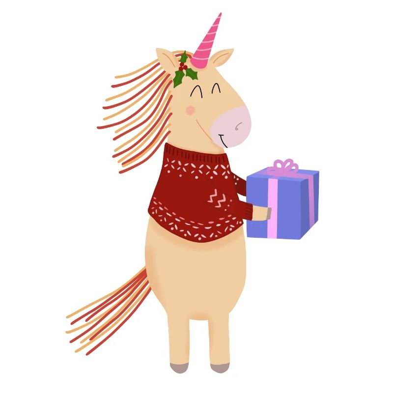 Gelbes Einhorn-Weihnachtsgeschenk