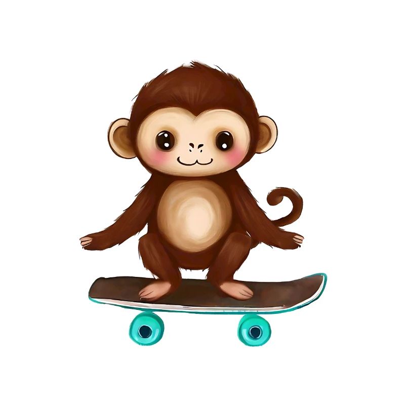 Singe sur skateboard