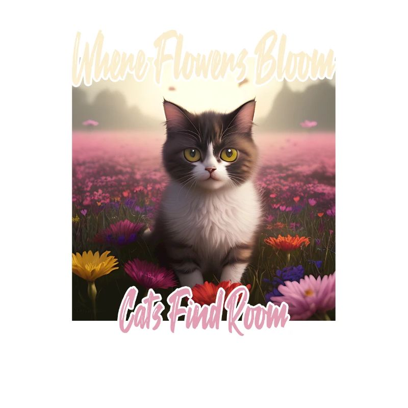 Chat dans la mer de fleurs