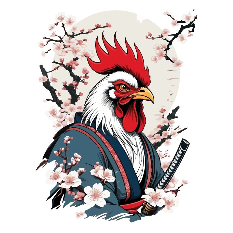 Coq Vintage samouraï Ukiyo-E Style Design