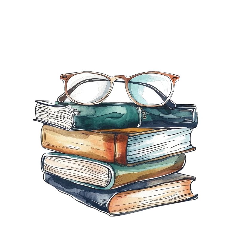 Stack of classic books with glasses on them