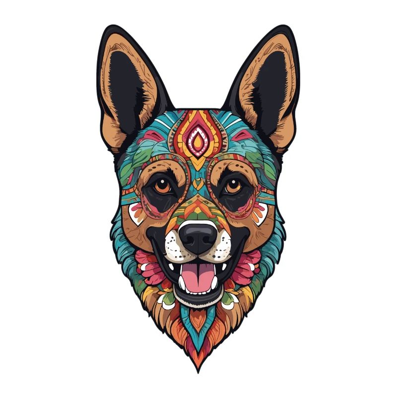 German Shepherd Dia De Muertos Sugar Skull Design