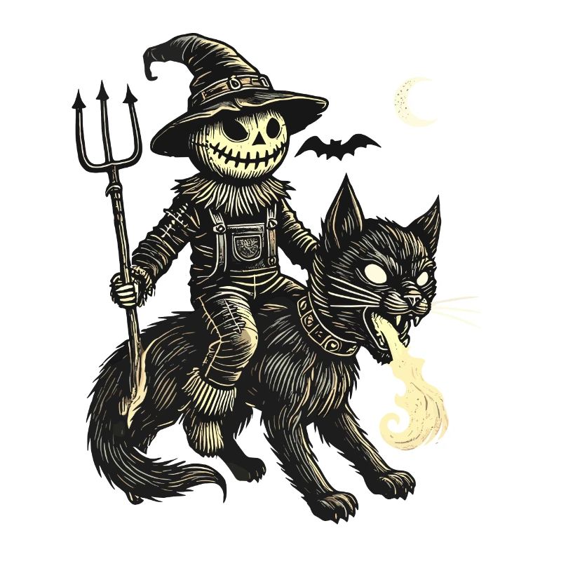 Creepy Devil Cat Dark Cat Rider