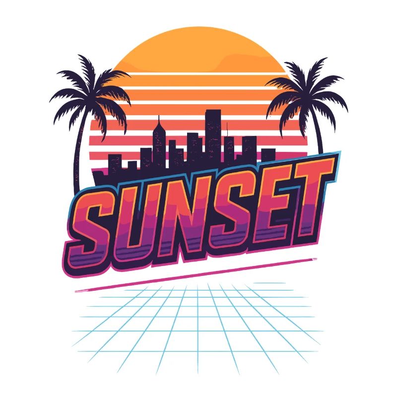 Coucher de soleil rétro - Style des années 80