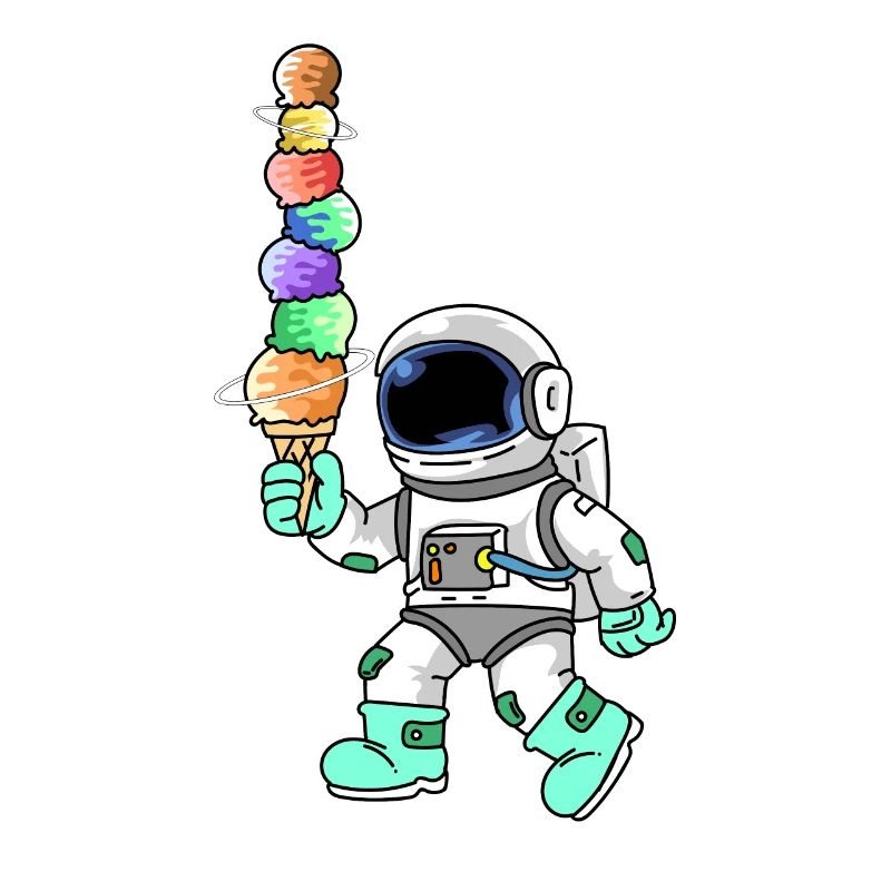 Mignon astronaute avec de l’équipe de glace de la planète