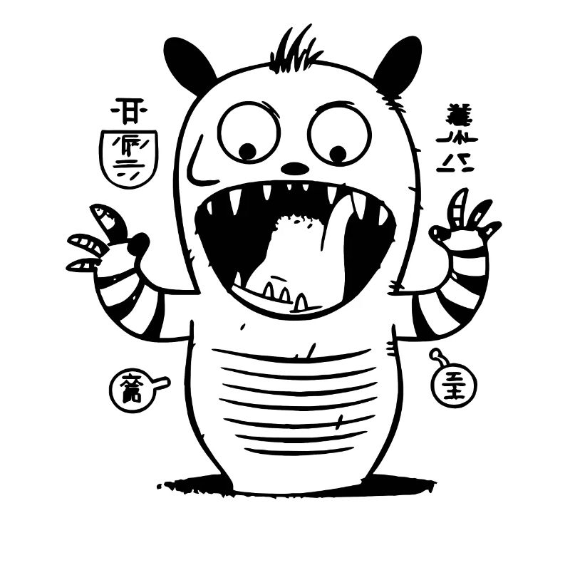 Étrange créature de chat rayé avec la magie de l’anime