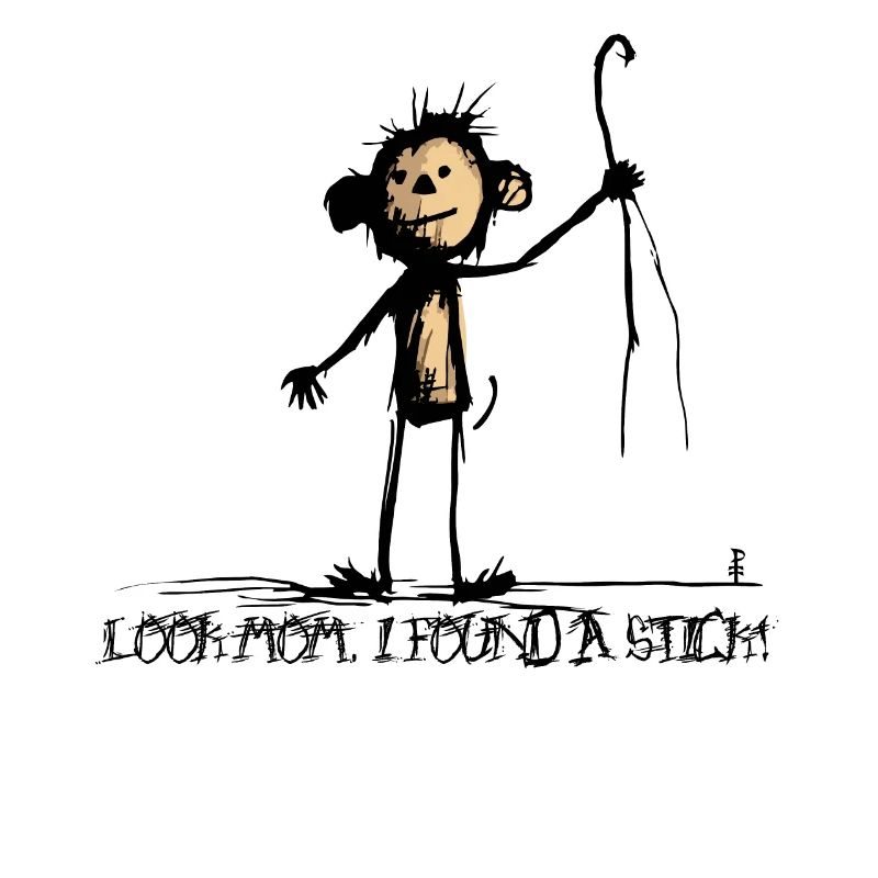 Monkey found a stick