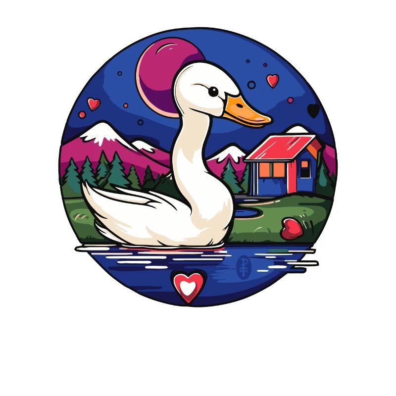 Schwimmen am See: Ein Cartoon Schwan Vogel