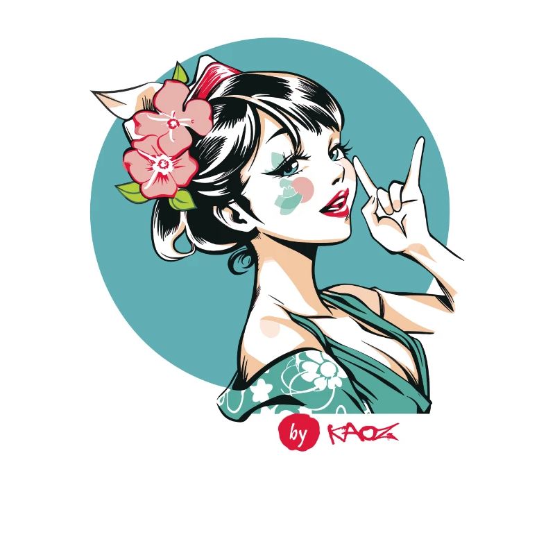 Modernes Anime-Mädchen oder Geisha im Kimono