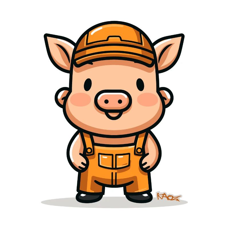 Witziges Bauarbeiter Handwerker Schwein