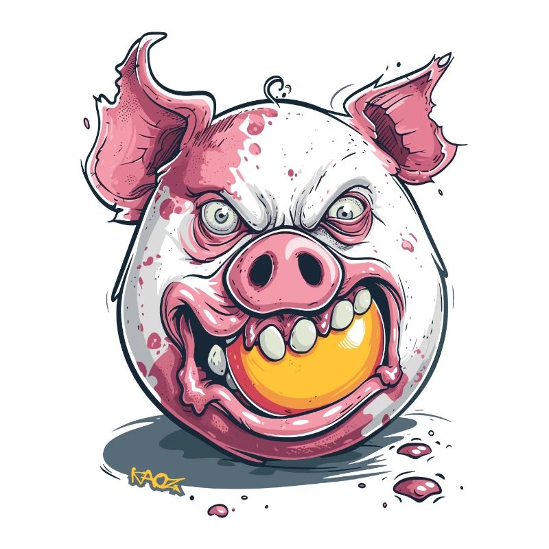 Horror: Zombie pig eats egg yolk