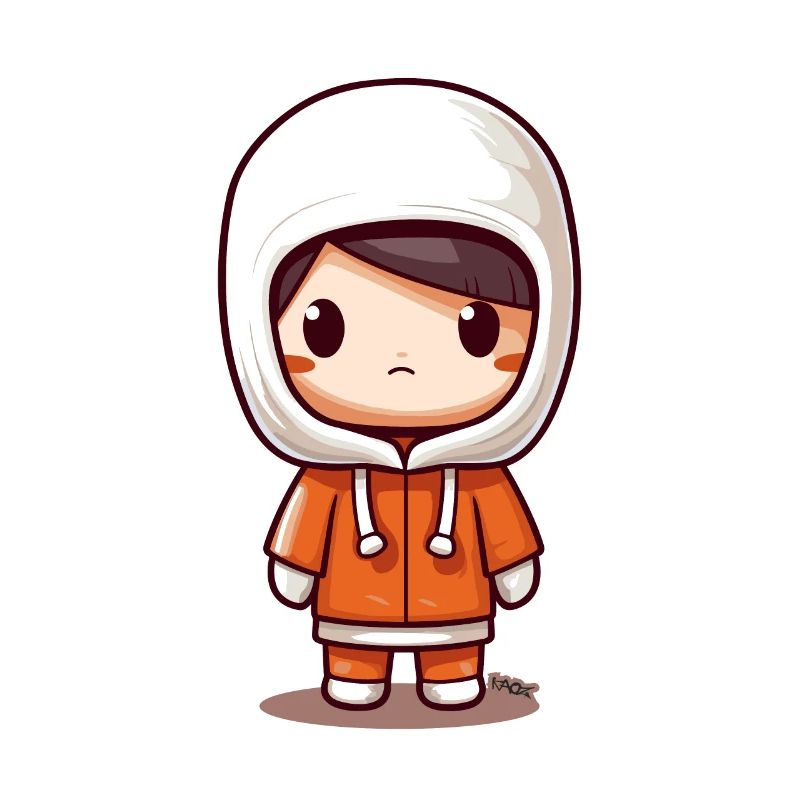Cute Kawaii Chibi Kid with Hooded Jacket