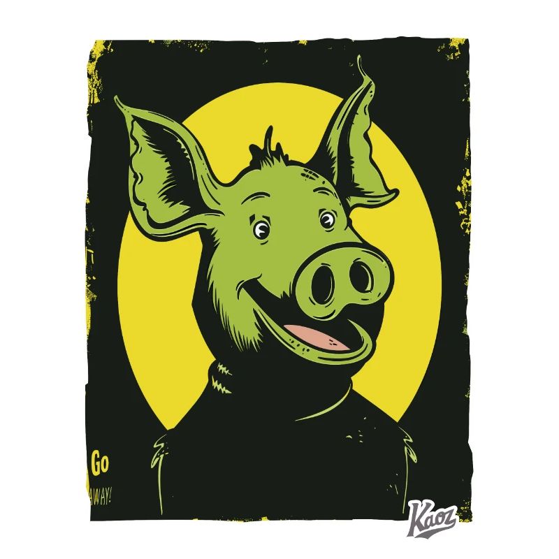 Cochon de dessin animé drôle, heureux et étrange