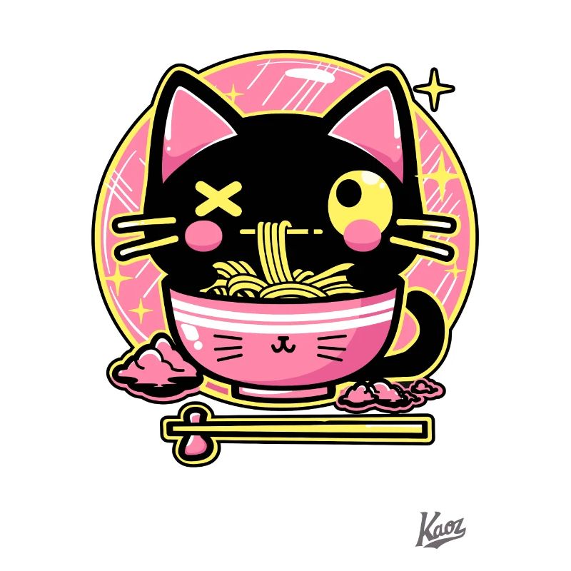 Super drôle mignon crazy ramen chat